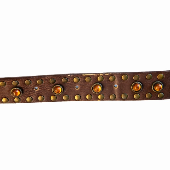 Western Amber and Gem Studded Belt with Big Buckle - Picture 10 of 12